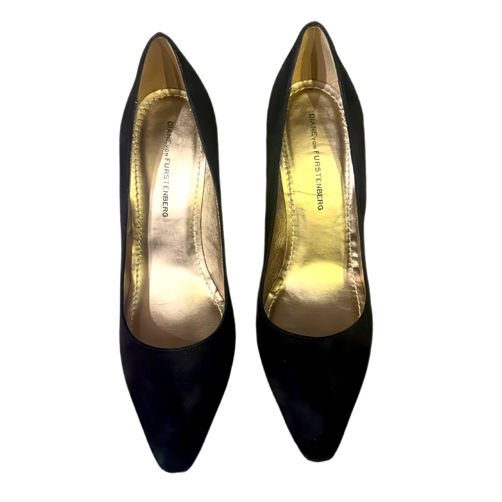 Diane Von Furstenberg Black and Gold Heels